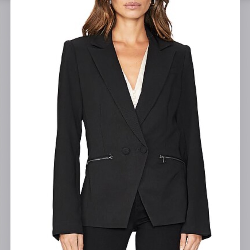 PAIGE Women’s Korin Zip Pocket Blazer in Black Size L